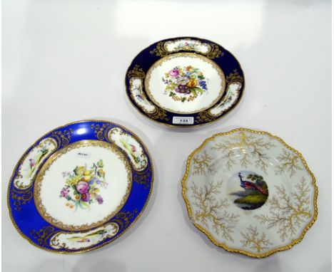 Pair of 19th century Coalport porcelain plates for Sparks of Worcester 'By Appointment to Her Majesty Queen Adelaide', with o