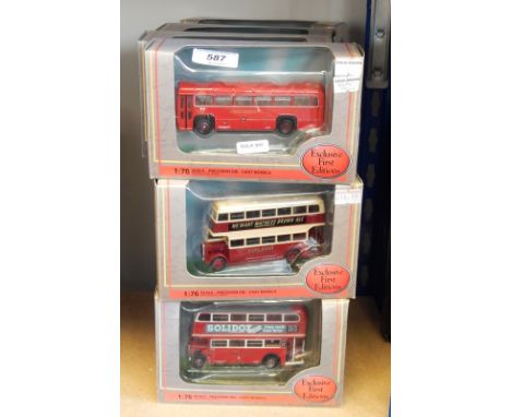 Collection of Exclusive First Edition diecast model buses in window boxes 