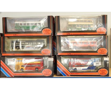 Collection of Exclusive First Edition diecast model buses in window boxes 