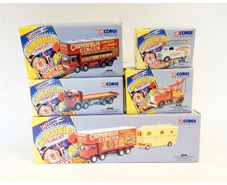 Collection of Corgi Classic Chipperfield Circus diecast models together with display cabinet 