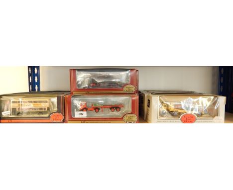 Collection of Exclusive First Edition diecast model buses and lorries in window boxes 