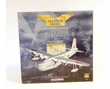 Corgi 'The Aviation Archive' diecast models of military aeroplanes including Short S.25 Sunderland 5, RAF Coastal Command (bo