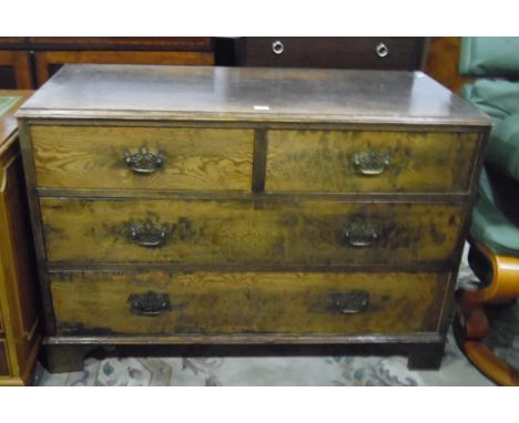 Victorian grained pine chest of drawers with moulded edge top, two short and two long drawers, on bracket feet, width 121cm 