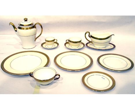 Extensive Minton 'Buckingham' dinner, coffee and tea service, No.K-159, cream ground with gilt border, 320 pieces approx. and
