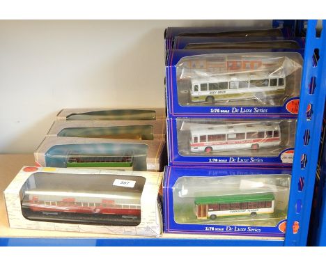 Collection of Exclusive First Edition De Luxe series diecast model buses in window boxes and further editions 