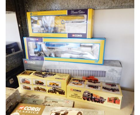 Corgi Classics heavy haulage IR Dunkerley MAN tractor unit, bogie and bridge beam load, Corgi jet tanker and Blue Circle ceme