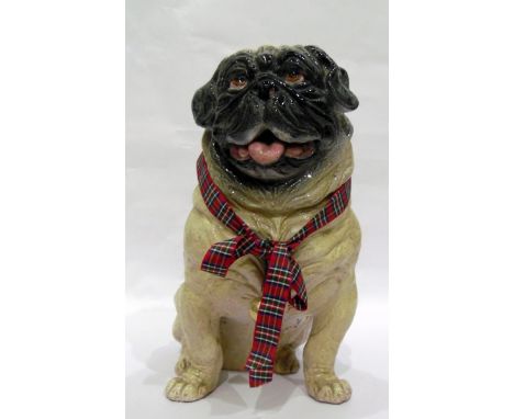 Large Italian ceramic model of a pug dog, 40cm high 
