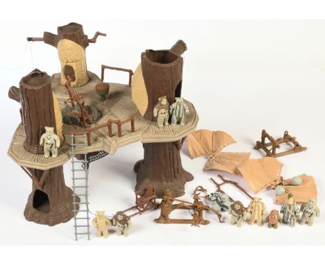 Kenner Star Wars vintage Ewok Village Playset loose complete with incomplete Ewok Action figures and similar. Condition Fair 