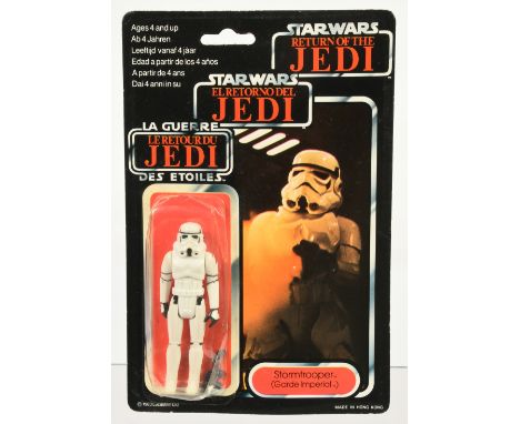Palitoy Star Wars vintage carded Imperial Stormtrooper Trilogo ROTJ 70B clear crushed bubble on Fair to Good cardback (some f