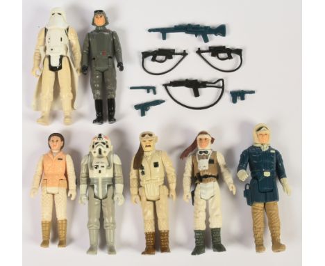 Kenner Star Wars vintage loose complete action figures: Han Solo Hoth, AT-AT Commander, AT-AT Driver, Luke Skywalker Hoth, Im