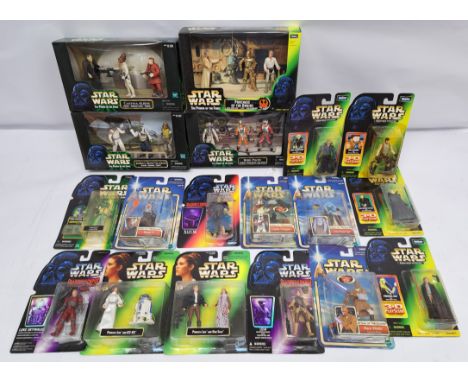 Assortment of Kenner / Hasbro modern Star Wars carded action figures single, double &amp; triple multipacks. Condition Good P