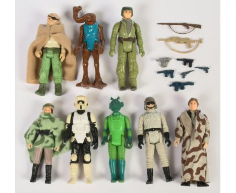 Kenner Star Wars vintage loose complete action figures Princess Leia Organa (combat poncho), Biker Scout, Greedo, Prune Face,