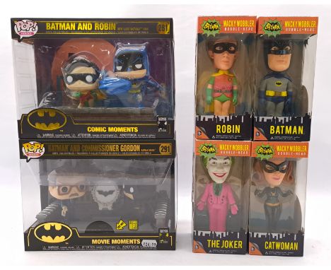 Funko Pop! Batman group including: #281 Batman &amp; Robin, #291 Batman And Commissioner Gordon Movie Moments, Wacky Wobbler 