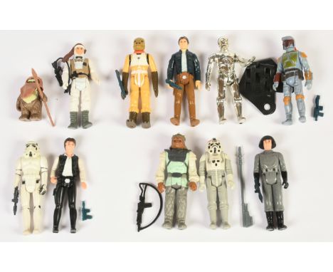 Assortment of Kenner Star Wars loose complete vintage action figures. inc Han Solo (big head), Bossk, Luke Skywalker (hoth), 