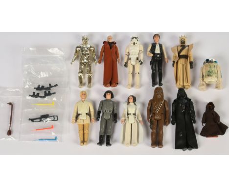 Kenner Star Wars vintage action figures First 12 complete (Leia, no weapon), condition varies from Beater condition to Good t