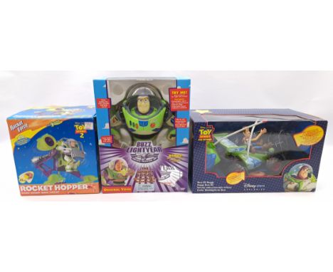 Mattel, Thinkway Disney Toy Story trio including: Buzz Lightyear Universe Protection Unit The Infinity Edition, Disney Store 