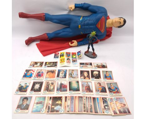 Superman mixed collectibles group including: Topps 1978 Superman quantity of Trading Cards, Mighty Superhero Superman Frog st