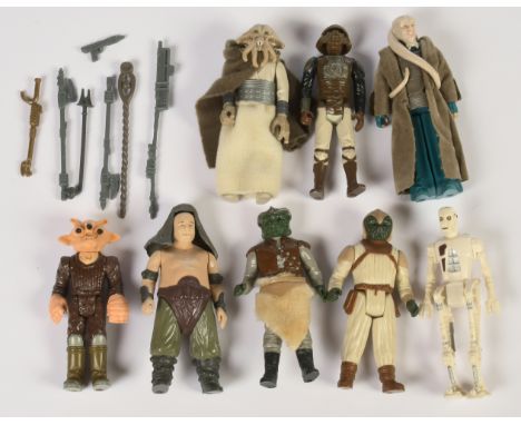 Kenner Star Wars vintage loose complete action figures Bib Fortuna, Lando Calrissian Skiff Disguise, Ree Yees, Klaatu Skiff, 