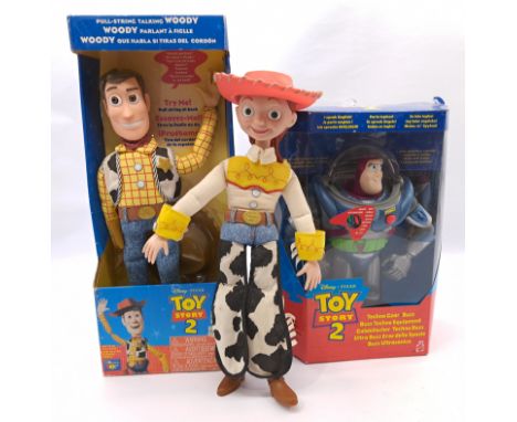 Thinkway, Mattel, Disney Toy Story trio including: Buzz Light Year Techno, Pull-string Talking Woody &amp; Jessie, within Fai