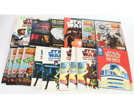Assortment of Pedigree Star Wars Annuals inc Clone Wars, Rebels, Millennium Falcon Haynes Manual with duplicates. Condition v