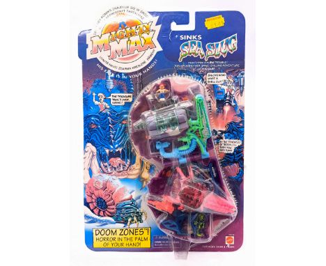 Mattel / Bluebird Mighty Max Sinks Sea Slug, #13418, Near Mint to Mint, within Good Plus sealed carded back, fading to card a
