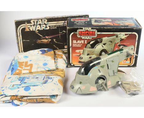 Palitoy Star Wars vintage Slave I (no paperwork) in poor to fair packaging, with Escape from the Death Star board game and un