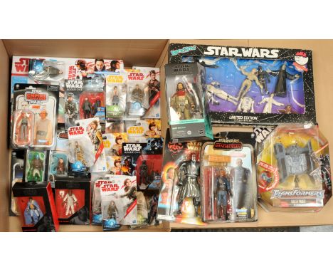 Quantity of Hasbro Star Wars carded action figures from Last Jedi, Solo, Force Awakens - Special Forces TIE Fighter, with Boo