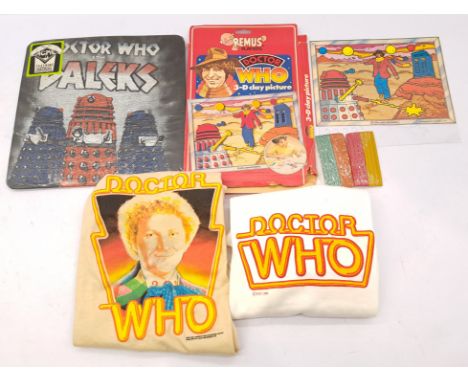 Doctor Who, Vintage T-shirt group including: ACME Doctor Who &amp; The Daleks sealed T-shirt,&nbsp;Remus Play-kits 3-D clay p
