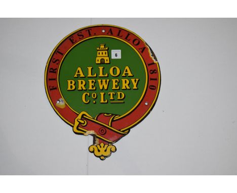 'Alloa Brewery Co. Ltd.', enamel advertising sign, roundel form, 30 x 36cms.