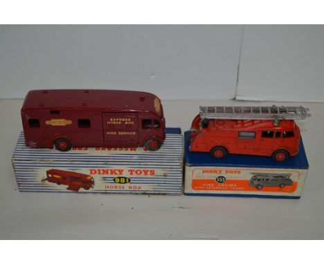 Dinky Toys, to include: 981 horse box, boxed; and 555 fire engine with extending ladder, boxed.