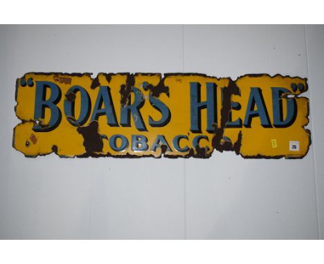 'Boar's Head Tobacco' enamel advertising sign, by Bruton, Palmers Green, 76 x 23cms.