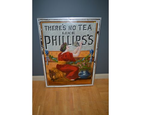 'Phillips's Tea' enamel advertising sign, depicting a classical scene inscribed "There's No Tea Like Phillips's", 90 125cms, 