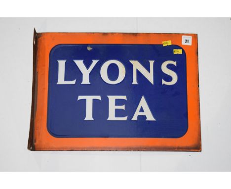 'Lyons Tea' enamel advertising sign, double sided, 41 x 30cms.