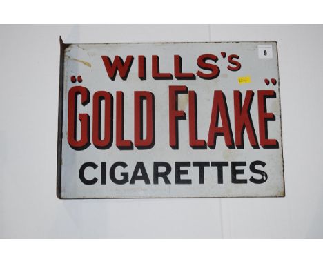 'Wills Gold Flake Cigarettes', enamel advertising sign, double sided, 39 x 28cms.