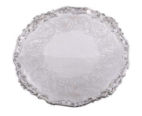  A Victorian silver shaped circular large salver by John Samuel Hunt,   stamped   5046 Hunt  &  Roskell late Storr Mortimer  