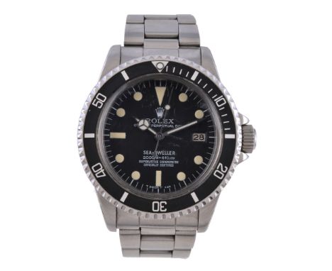  Rolex, Oyster Perpetual Sea-Dweller Rail Dial, ref. 1665, a rare stainless steel bracelet wristwatch,   no. 5865237, circa 1