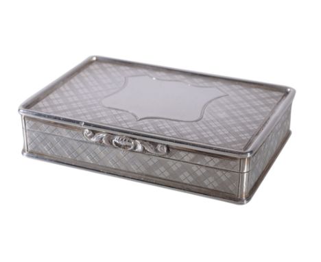  An early Victorian silver rectangular snuff box by Nathaniel Mills,   Birmingham 1838 (William IV duty mark), engraved with 