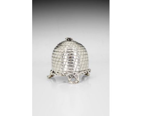  A Victorian silver novelty beehive inkwell by John Samuel Hunt,   London 1851, engraved   Hunt  &  Roskell late Storr, Morti