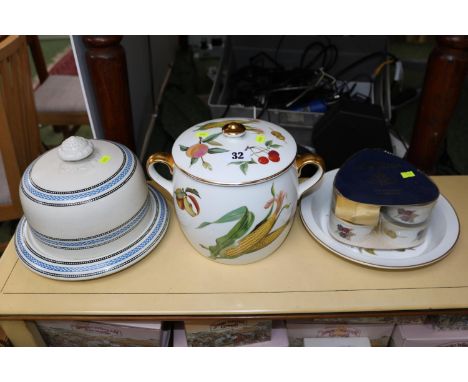 Royal Worcester Eversham pattern two handled bread crock and assorted ceramics 
