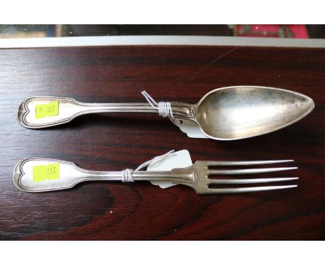 German Silver Dinner fork and Spoon 800 Silver 150g total weight 