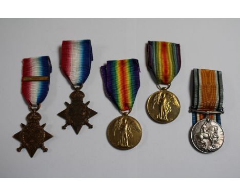 Collection of five British World War 1 medals:1914-1920 British War Medal,  20110 PTE.W.H.Holloway.R.Berks.R.1914 Star1914 St