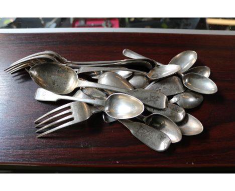 Collection of assorted 19thC and later Silver Flatware 650g total weight 