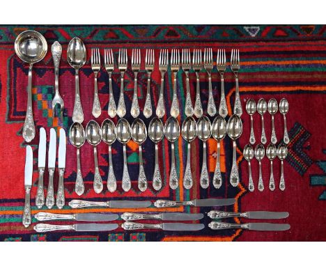 European Silver Set of Flatware stamped 800 1.5kg total weight without Knives 