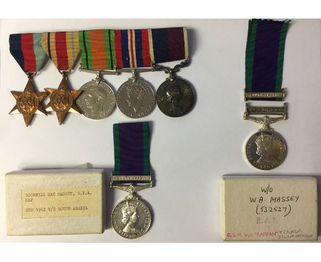 Father and Son Medal Groups: WW2 British RAF Medal group to 532527 W/O WA Massey, RAF comprising of : 1939-45 Star, Africa St