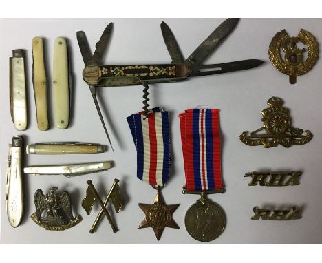 WW2 British France &amp; Germany Star and War Medal 1939-45, both complete with ribbons. Along with Royal Scots Greys bi meta