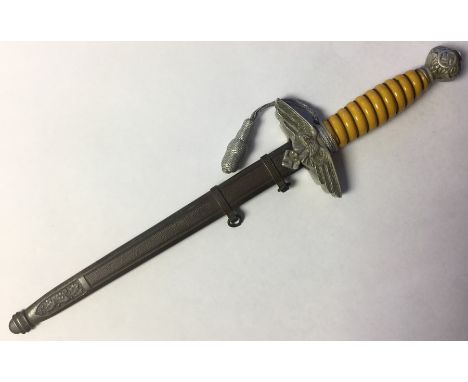 WW2 Third Reich Miniature 2nd pattern Luftwaffe Deinstsdolch dagger. 14cm long double edged blade with etched "MIAG" dedicati