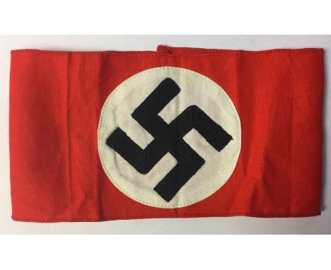 WW2 Third Reich NSDAP Armband in cotton, three part separately sewn construction. Complete with B series printed RZM paper la