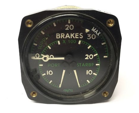 RAF/Royal Navy Fleet Air Arm Flight Deck Brake Pressure Gauge for the Blackburn Buccaneer Maritime Jet Bomber. Broad Arrow ma