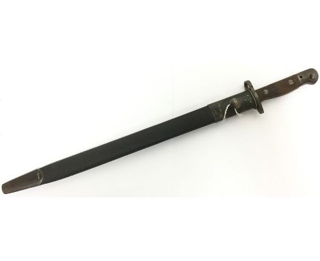 1907 Pattern Bayonet, Australian made, with fullered single edged blade 43cm long. Marked 1907, 6 41 dated. Marked marked "MA