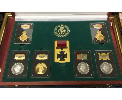 A set of replica WW1 Medals by the London Mint. Struck in Sterling Silver comprising of 1914 Star, 1914-15 Star, British War 